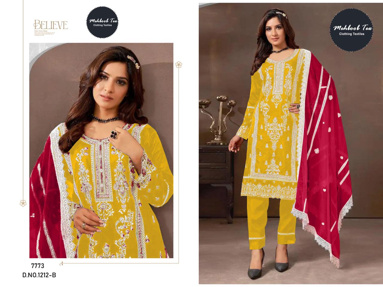 Mehboob Tex 1212 Organza Pakistani Suits Catalog